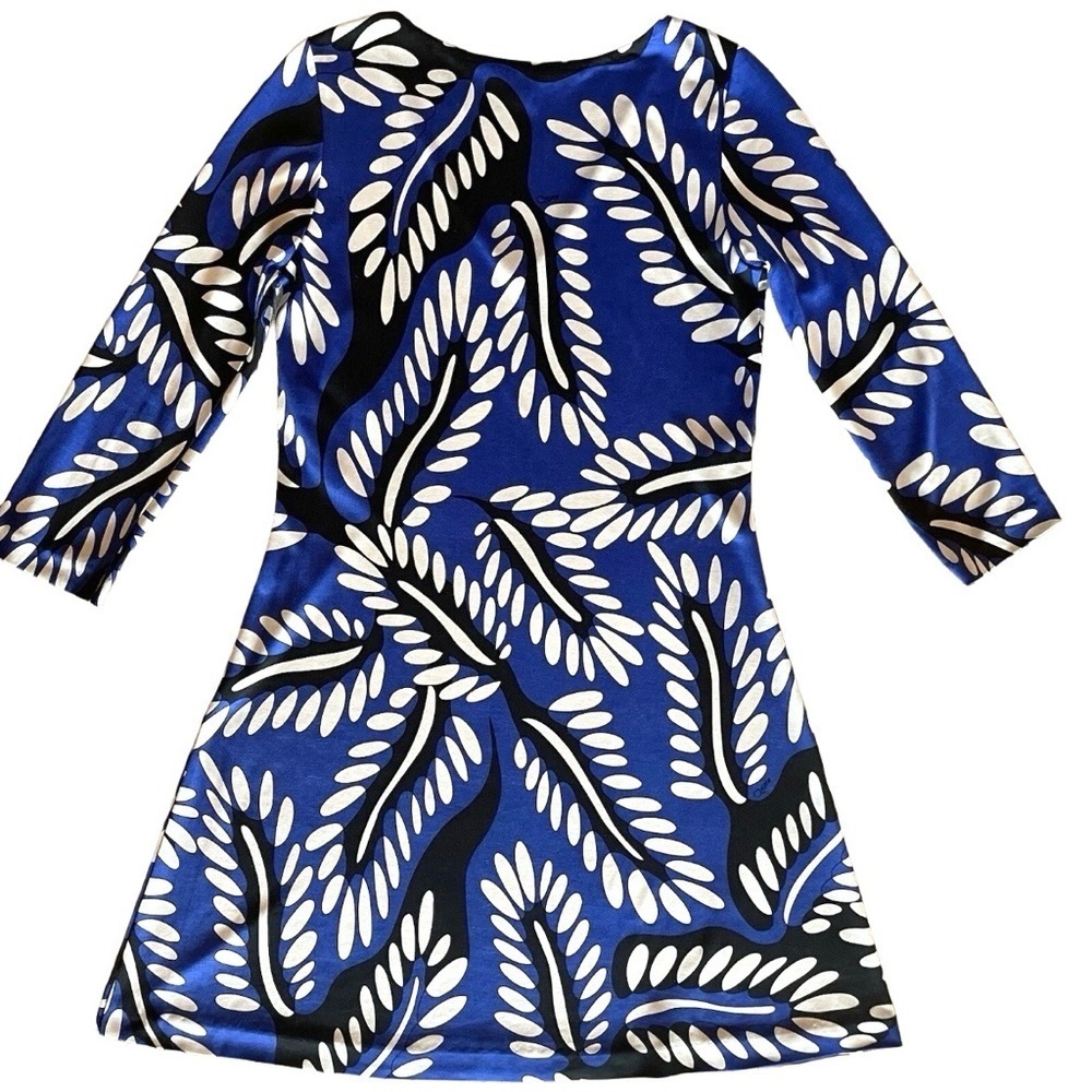 Diane von Furstenberg DVF Kaden Blue Leaf Silk Jersey Dress 8 - Picture 3 of 8